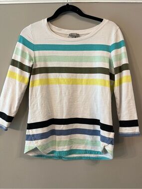 Talbots White Multicolor Striped Tee